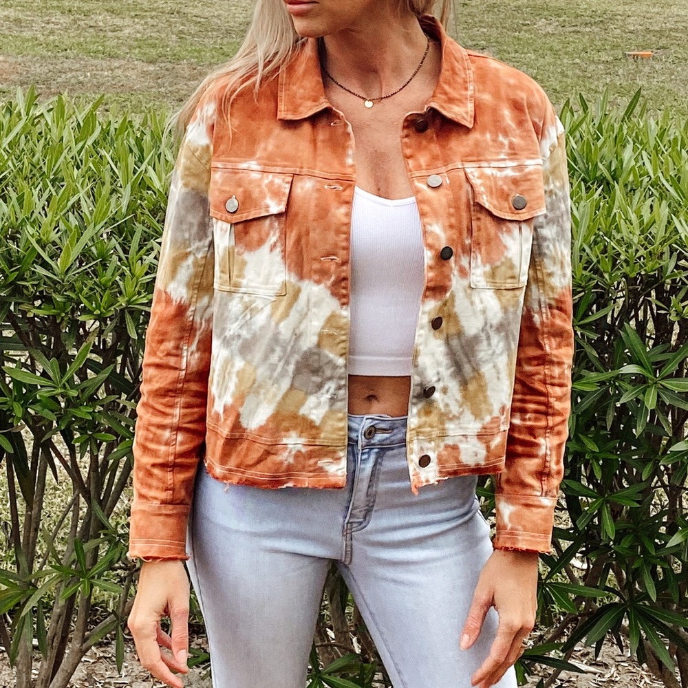 Tie dye raw hem crop jacket - Picture 6 of 7